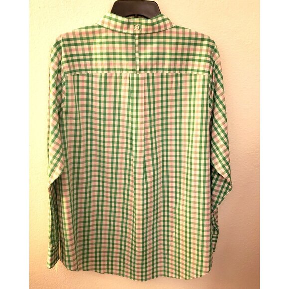 On 34th Gingham Green & Pink 100% Cotton Long Sleeve Button Up Size 2X NWT - Picture 5 of 9